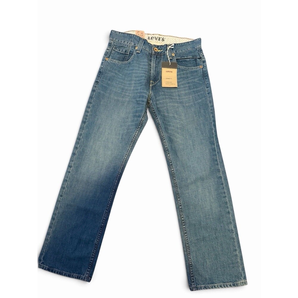 Levi's Men's Blue Medium Wash Straight Fit Denim Jeans Button Fly 5-Pocket